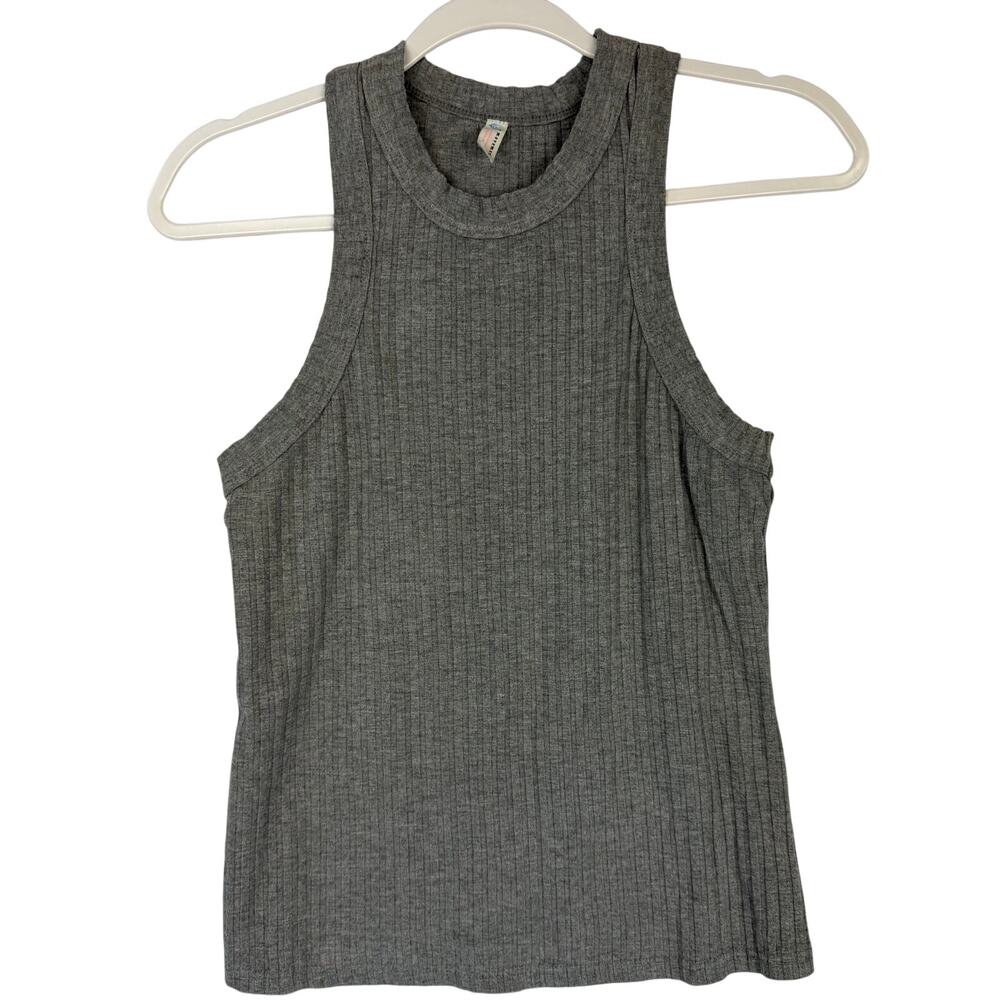 FP Movement Ribbed High Neck Tank Top Women Size M Gray Activewear Athleisure